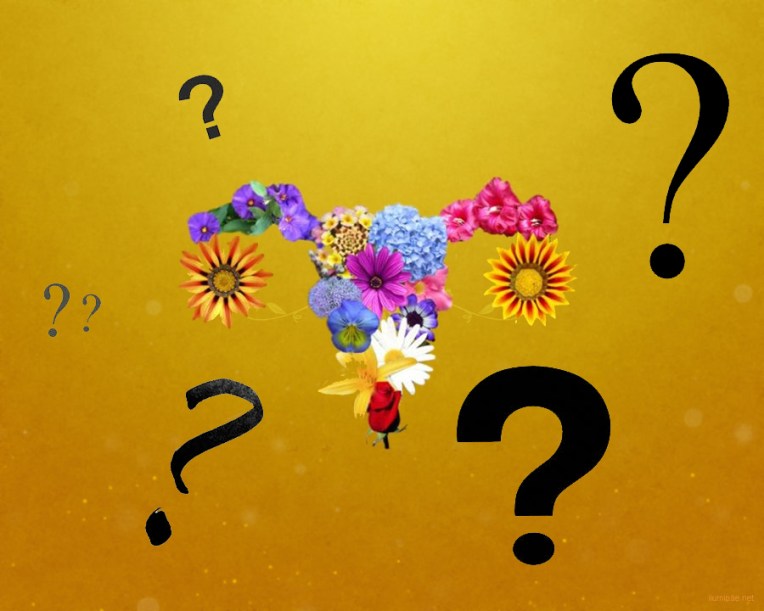 bloomin' uterus logo with question marks