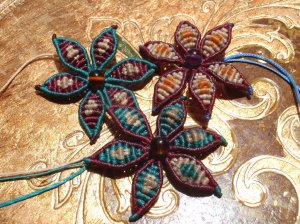 macramé and beaded flowers