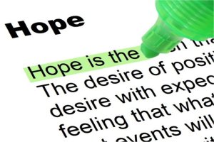 A highlighted definition of the word hope