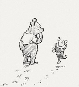 Winnie the Pooh and Piglet walking