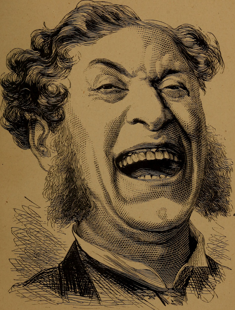 Vintage drawing of laughing man