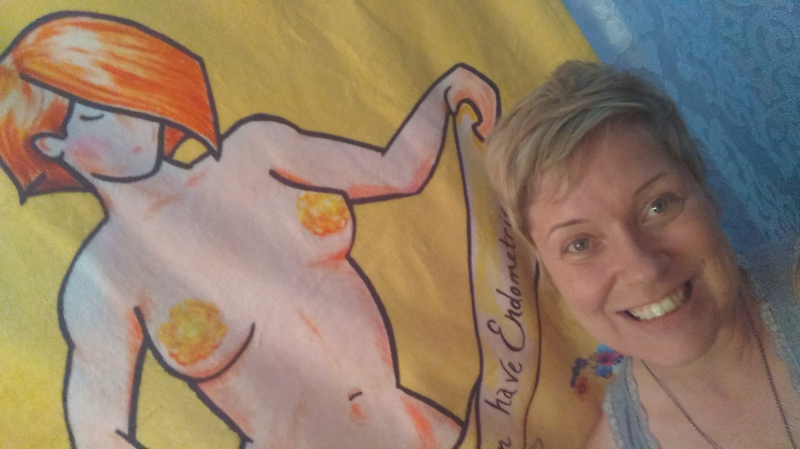 Another view of the Bloomin' Uterus Endometriosis awareness beach towel
