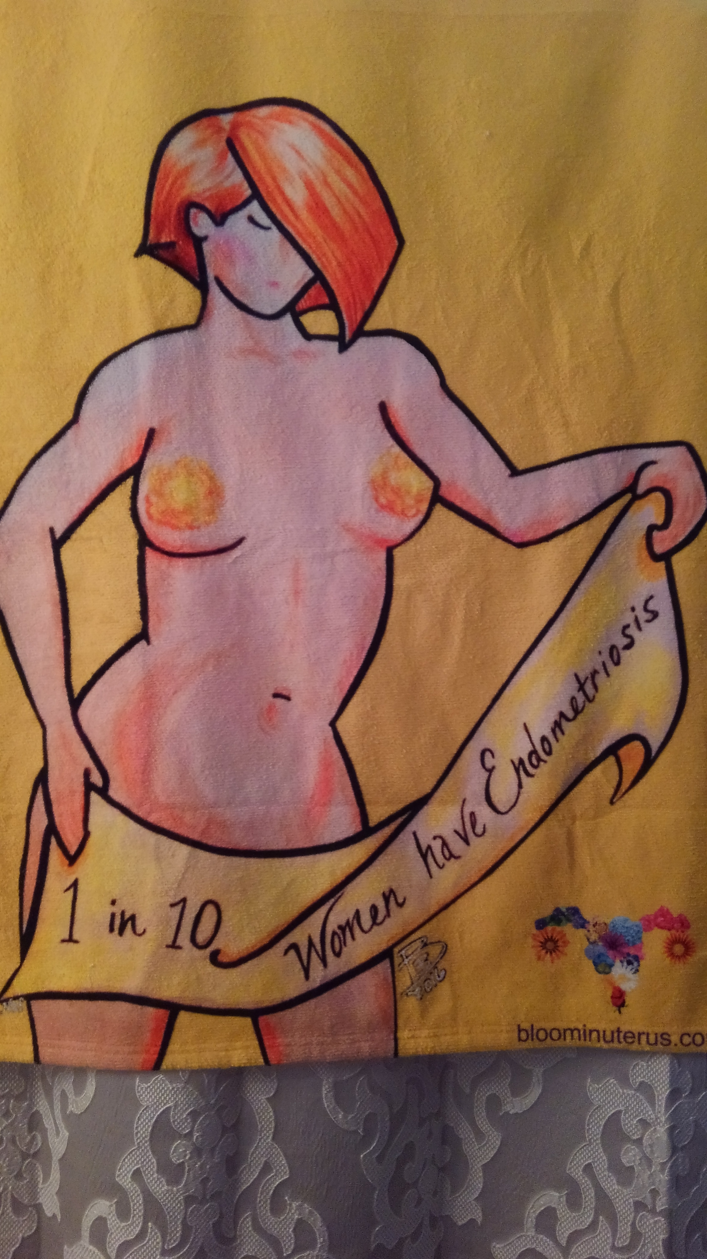 Another view of the Bloomin' Uterus Endometriosis awareness beach towel