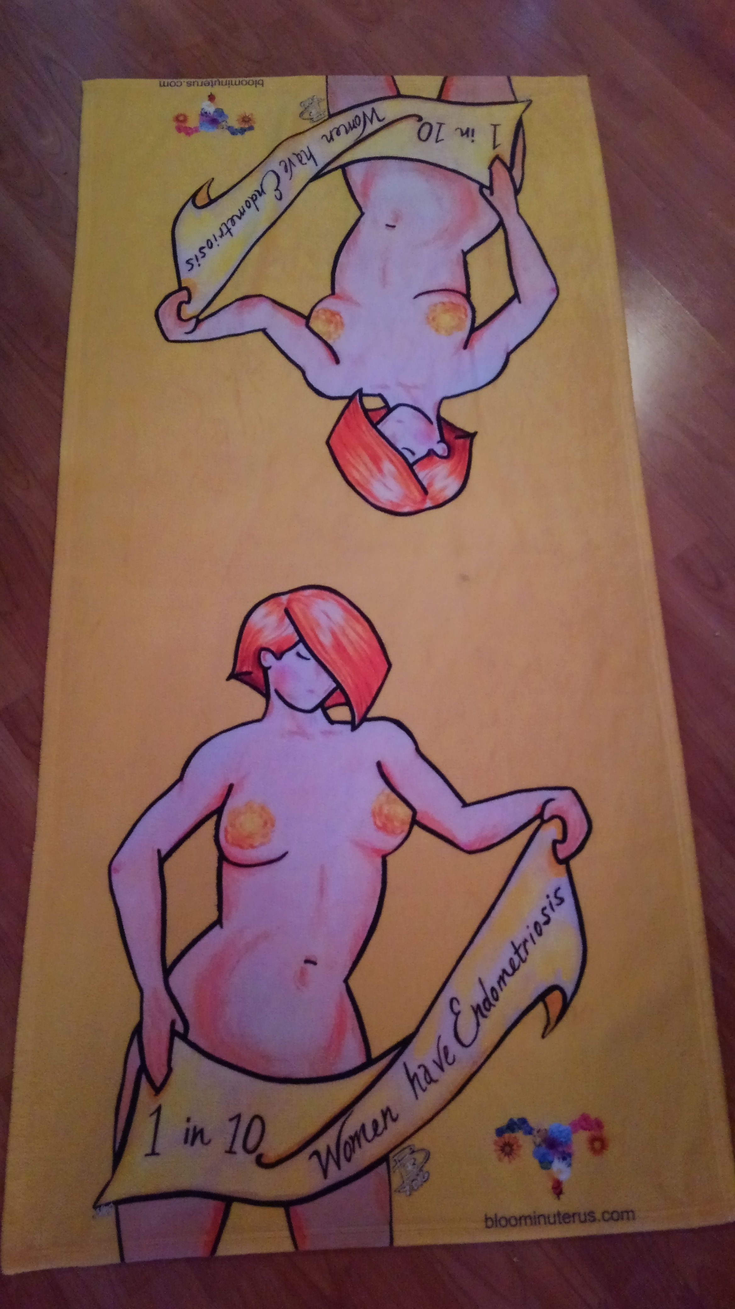 Another view of the Bloomin' Uterus Endometriosis awareness beach towel