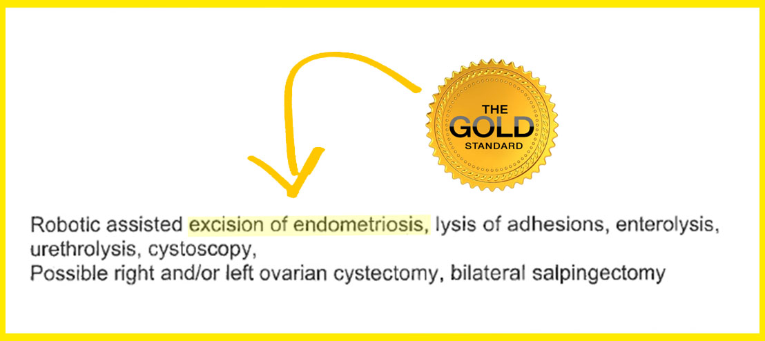Segment of pre0-op report "robotic assisted excision of endometriosis, lysis of adhesions, enterolysis, urethrolysis, cystoscopy, possible right and/or left ovarian cystectomy, bilateral salpingectomy"