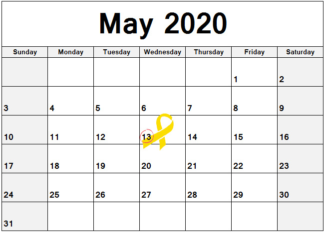 2020 Calendar with May 13 circled