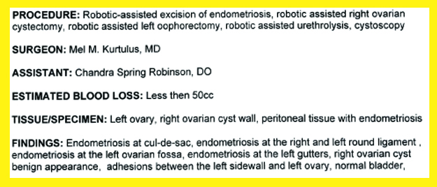 Text from operation report summarized below