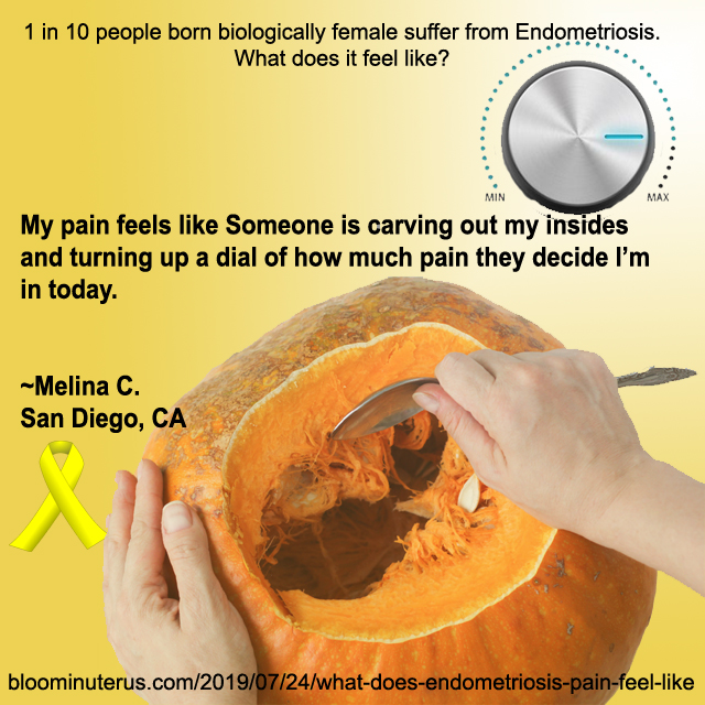 My pain feels like Someone is carving out my insides and turning up a dial on how much pain they decide I'm in today.